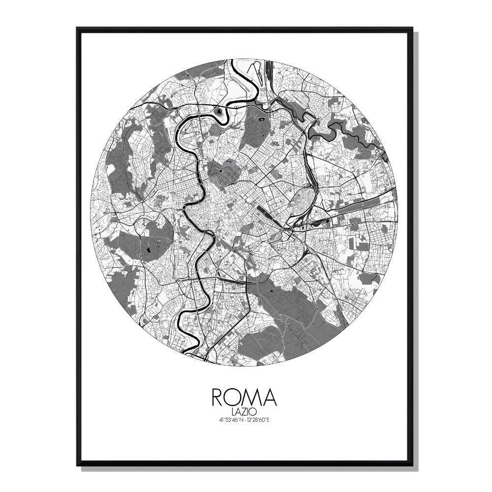 Rome carte ville city map rond