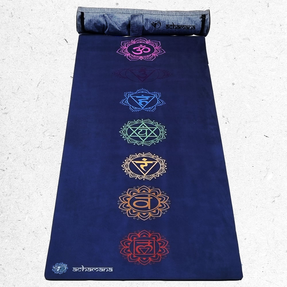 Tapis yoga latex & suede 7 chakras + sac