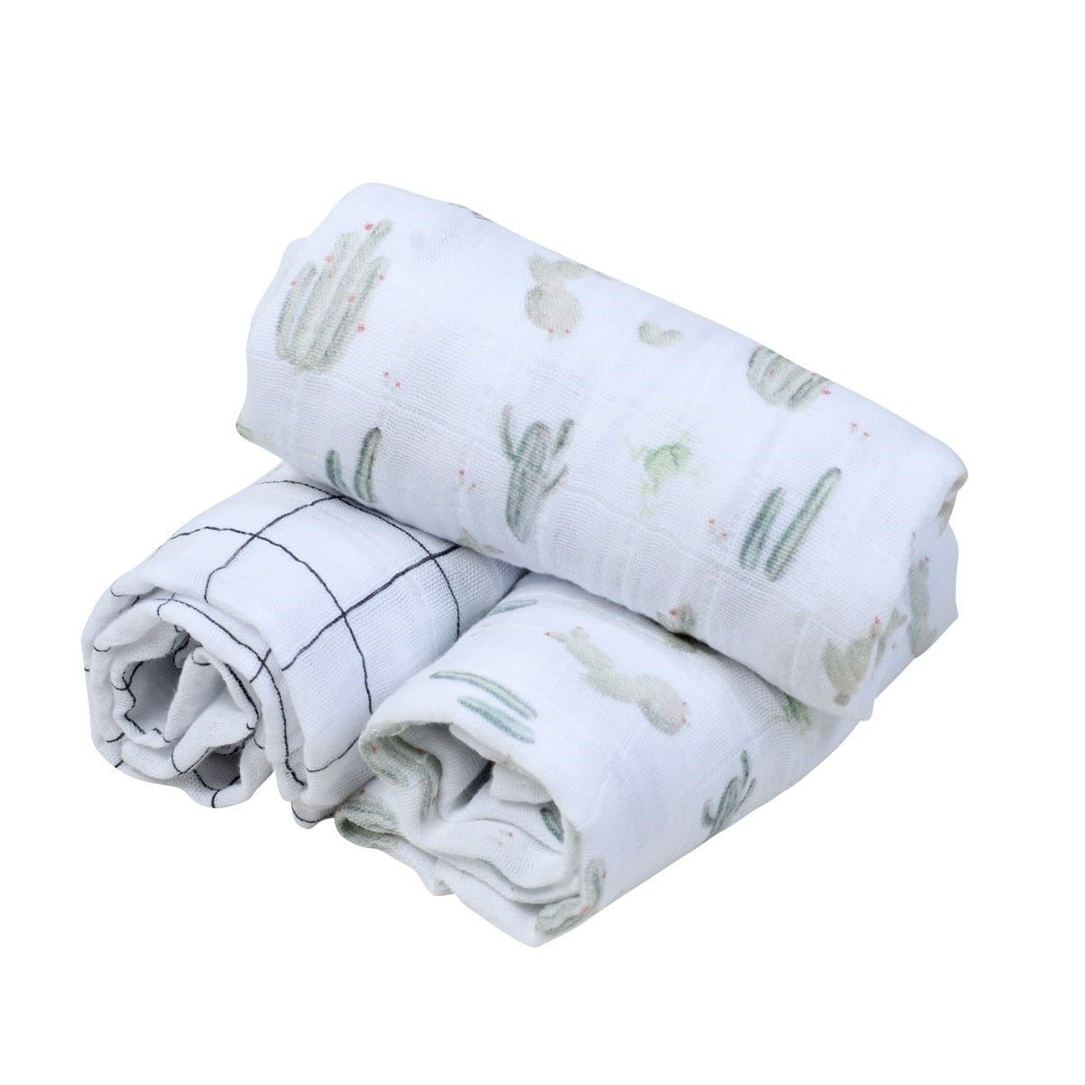 Lot de 3 langes coton bio cactus