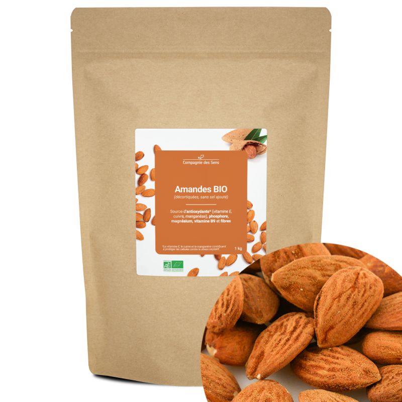 Amandes bio (décortiquées, sans sel ajou