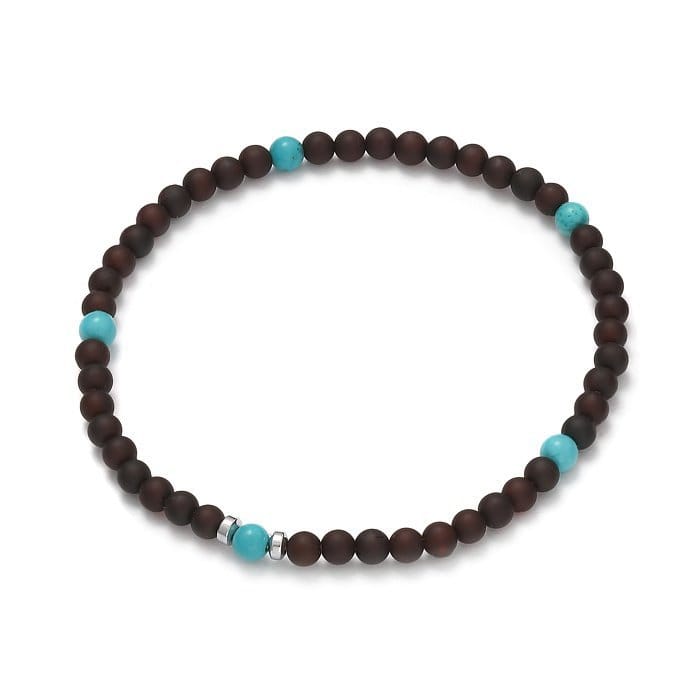 Bracelet élastique turquoise et ambre