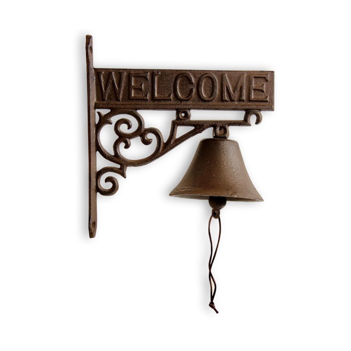 Cloche welcome fonte marron 21.5x11x23cm