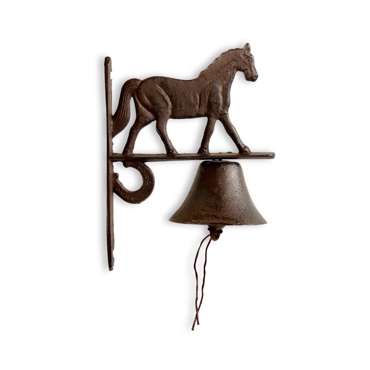 Cloche cheval fonte marron 19x11x25cm -