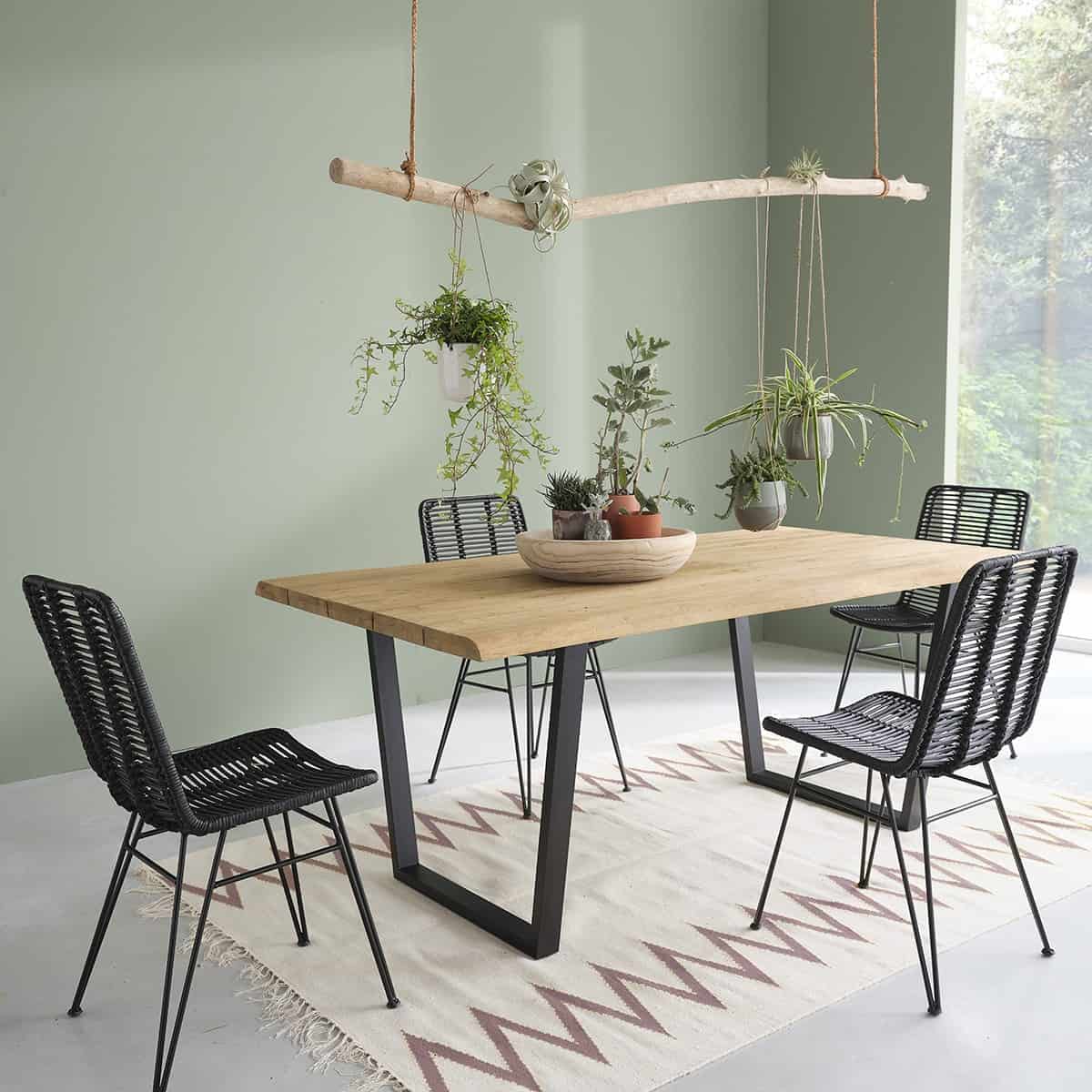 Table bois teck recyclé et métal 8 p