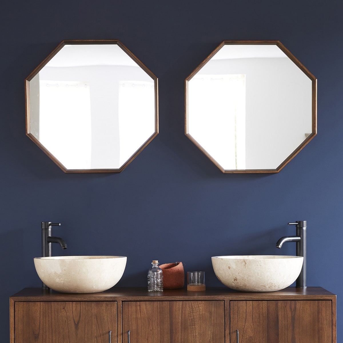 Miroir octogonal bois mindy