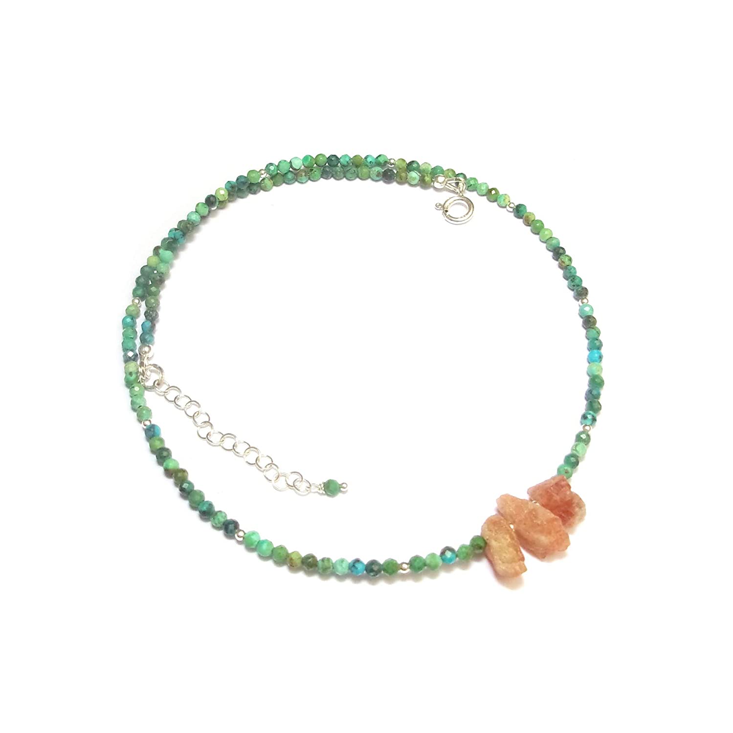 Collier turquoise et pierre de soleil