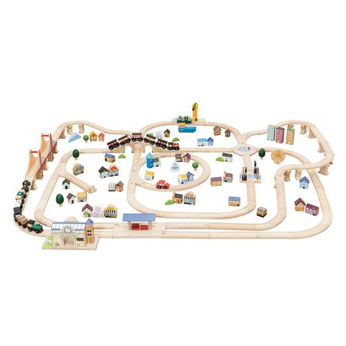 Circuit de train en bois - avec gare