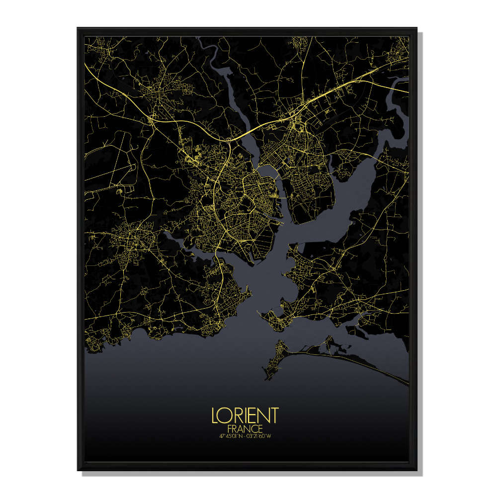 Lorient carte ville  city map nuit