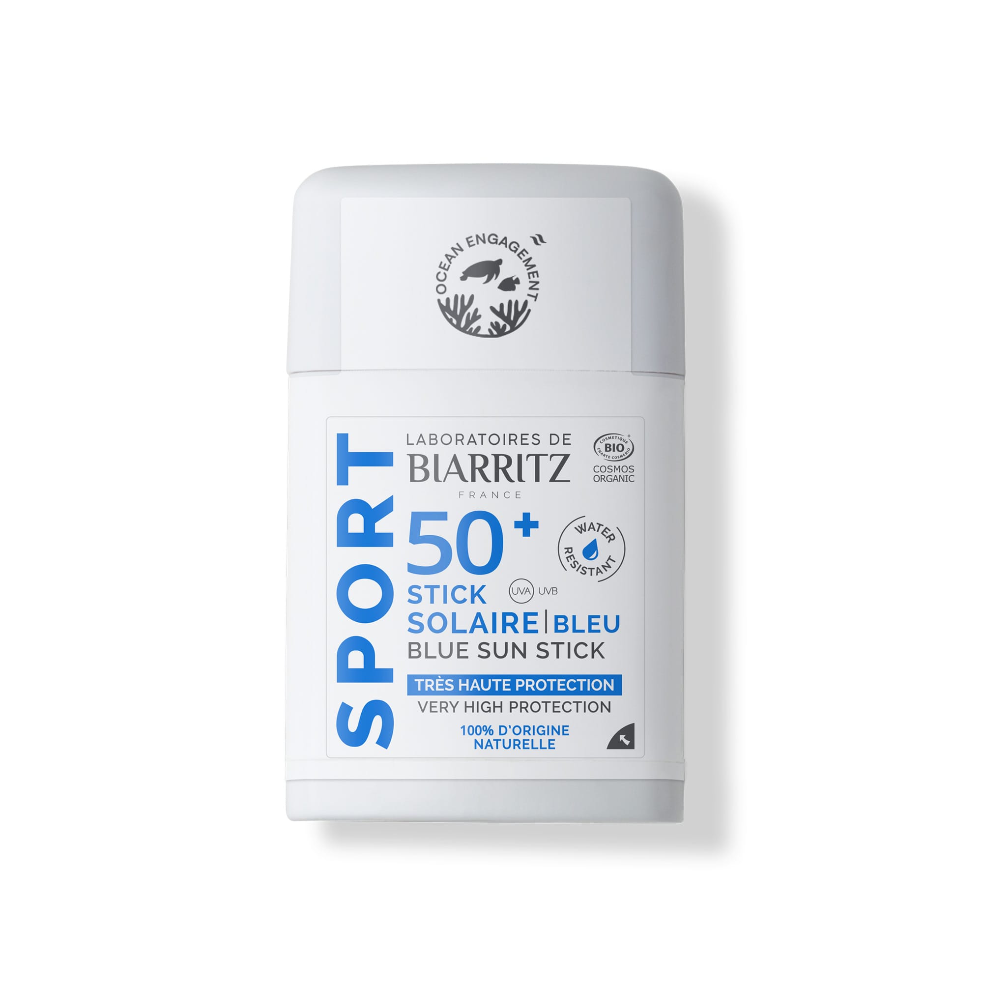 Stick solaire spf50+ sport bio bleu