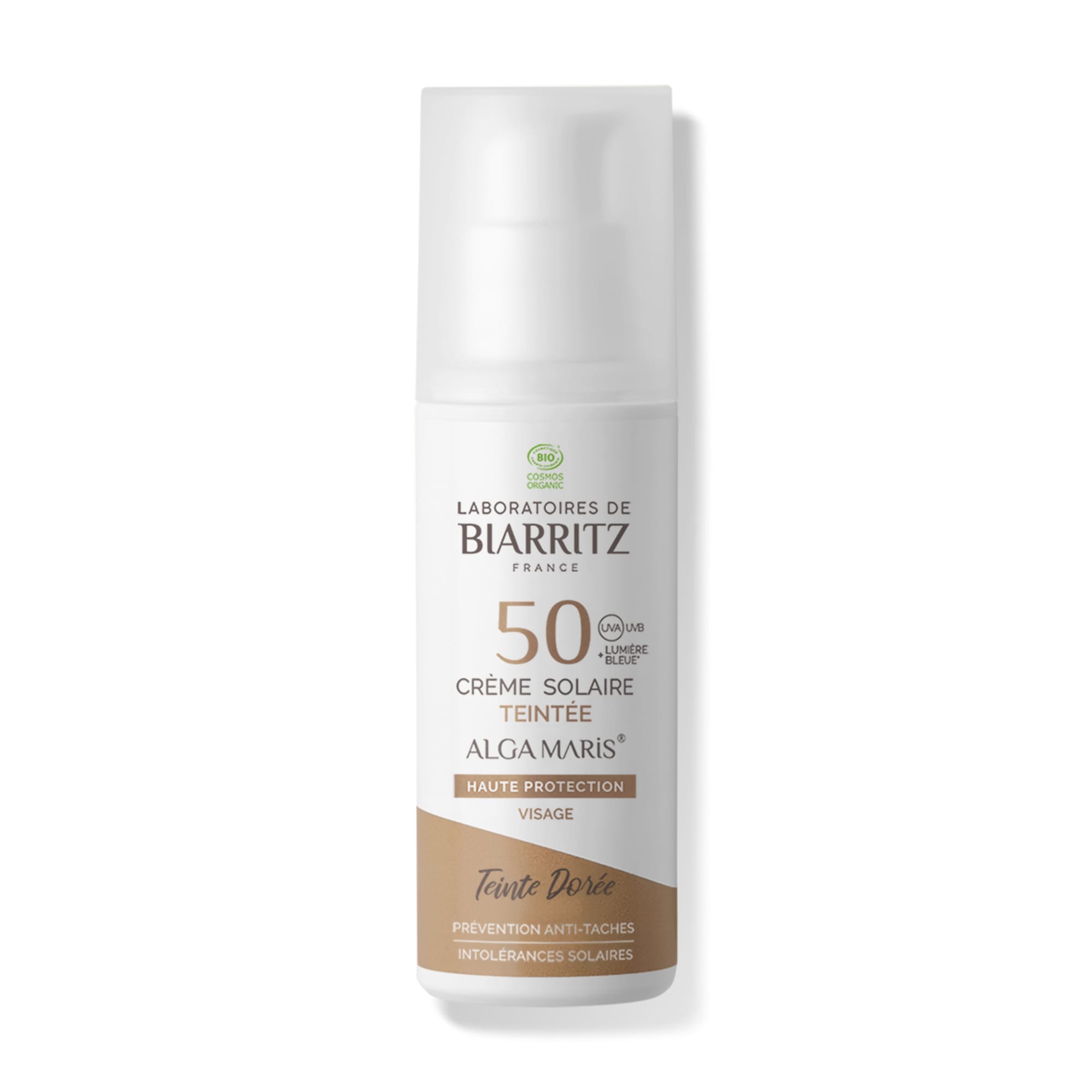 Crème solaire visage teintée spf50 bio