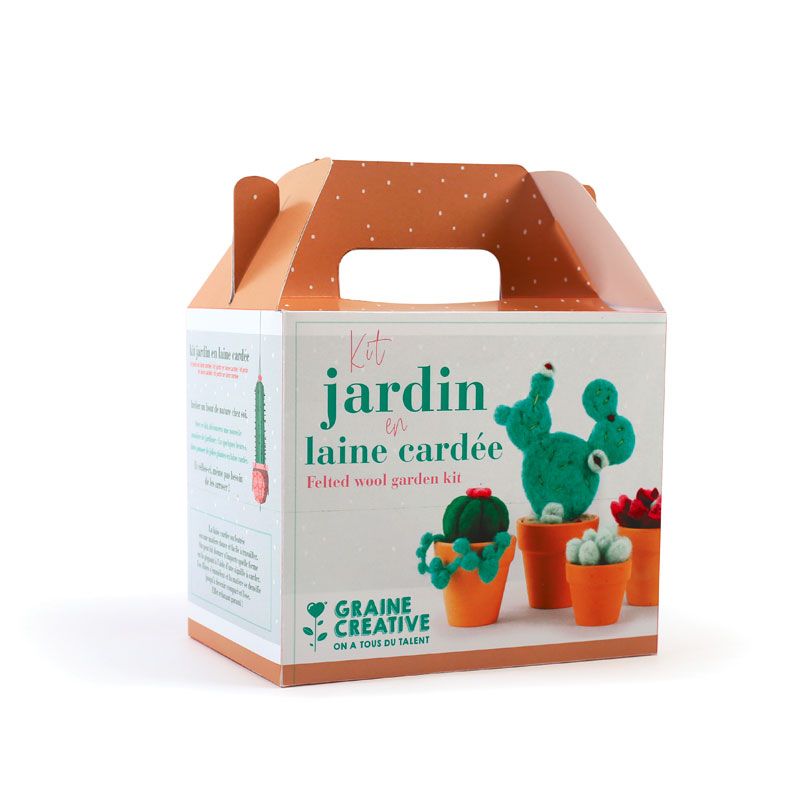 Coffret en laine cardée - petits cactus