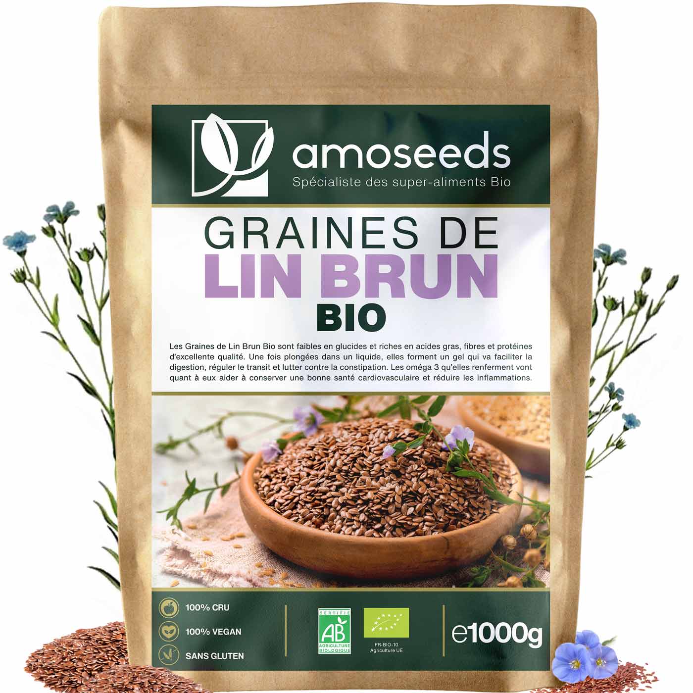 Graines de lin brun bio 1kg