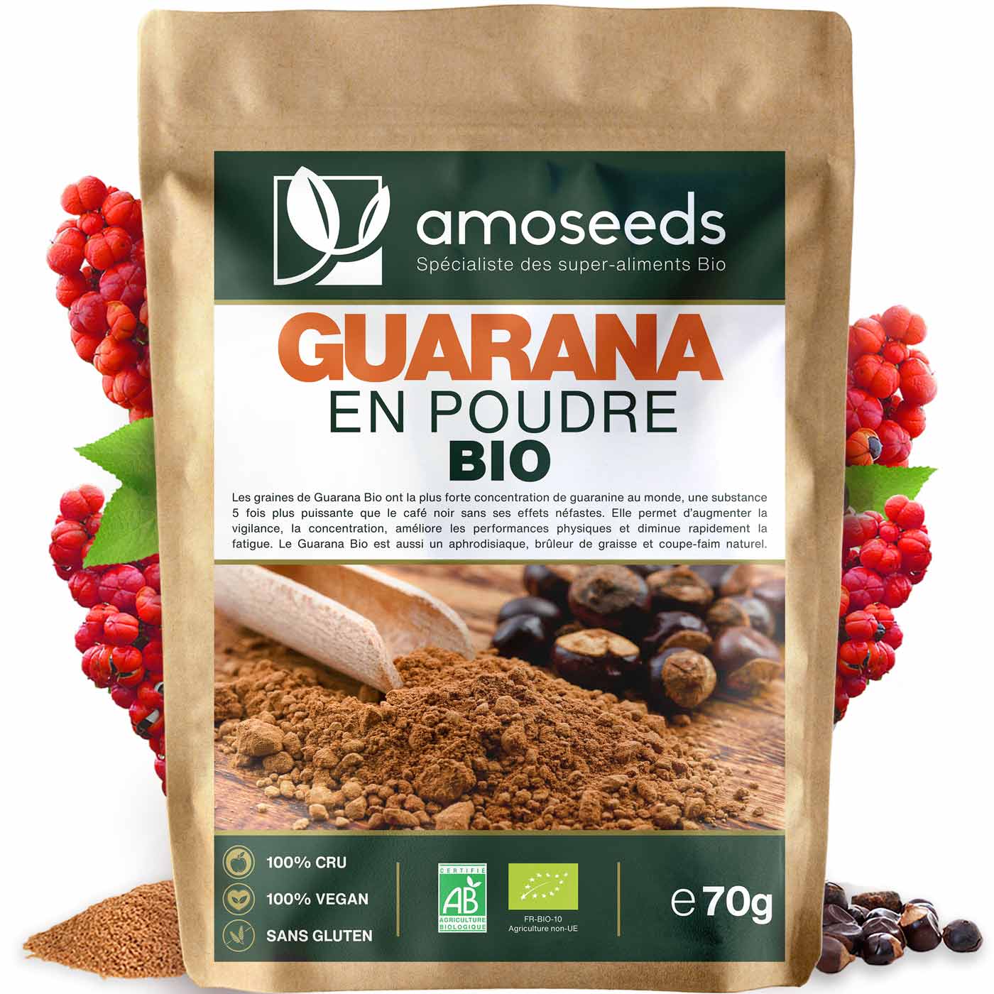 Guarana en poudre bio 70g