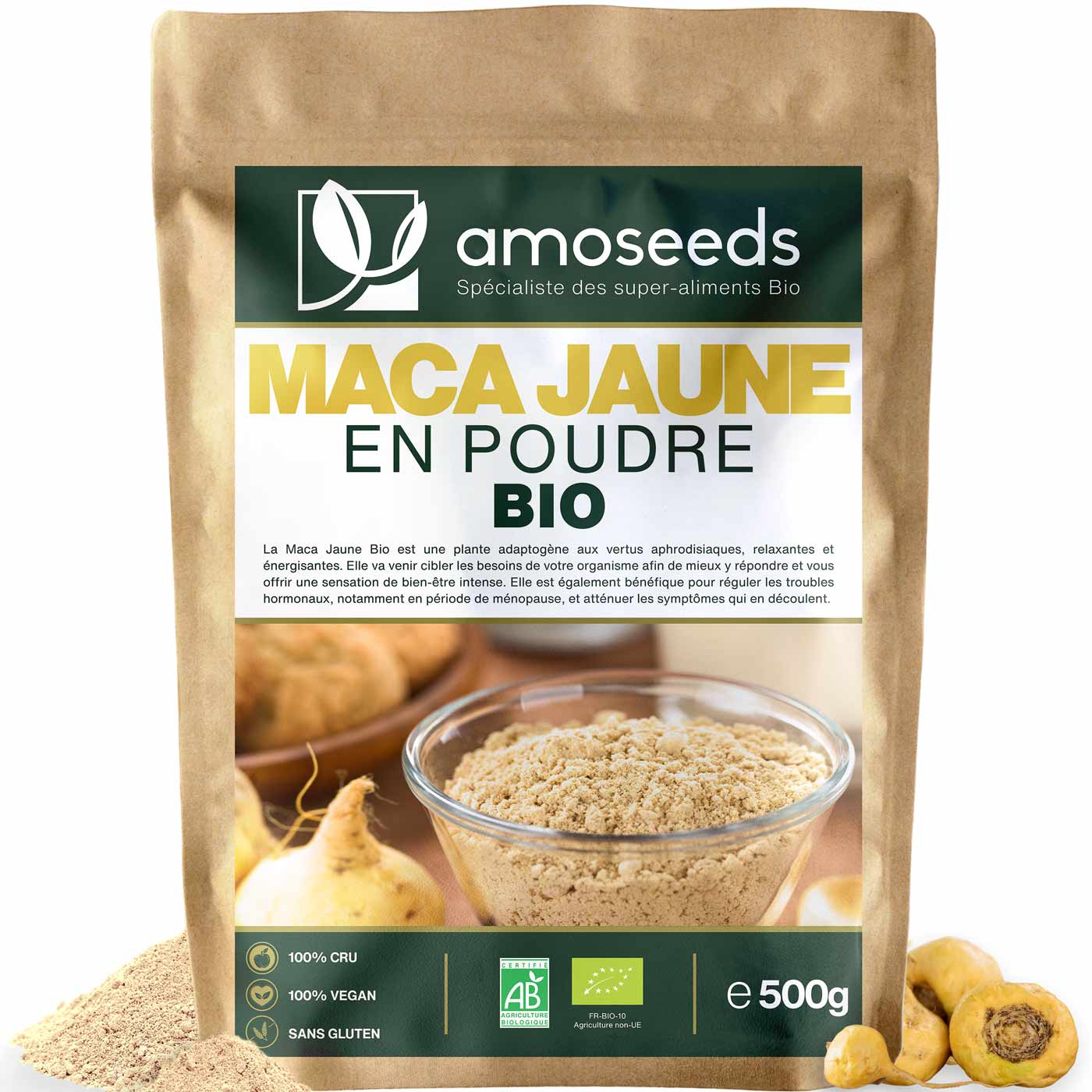 Maca jaune en poudre bio 500g