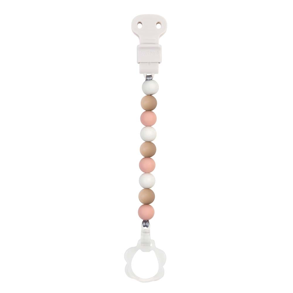 Attache tétine silicone rose blanc beig