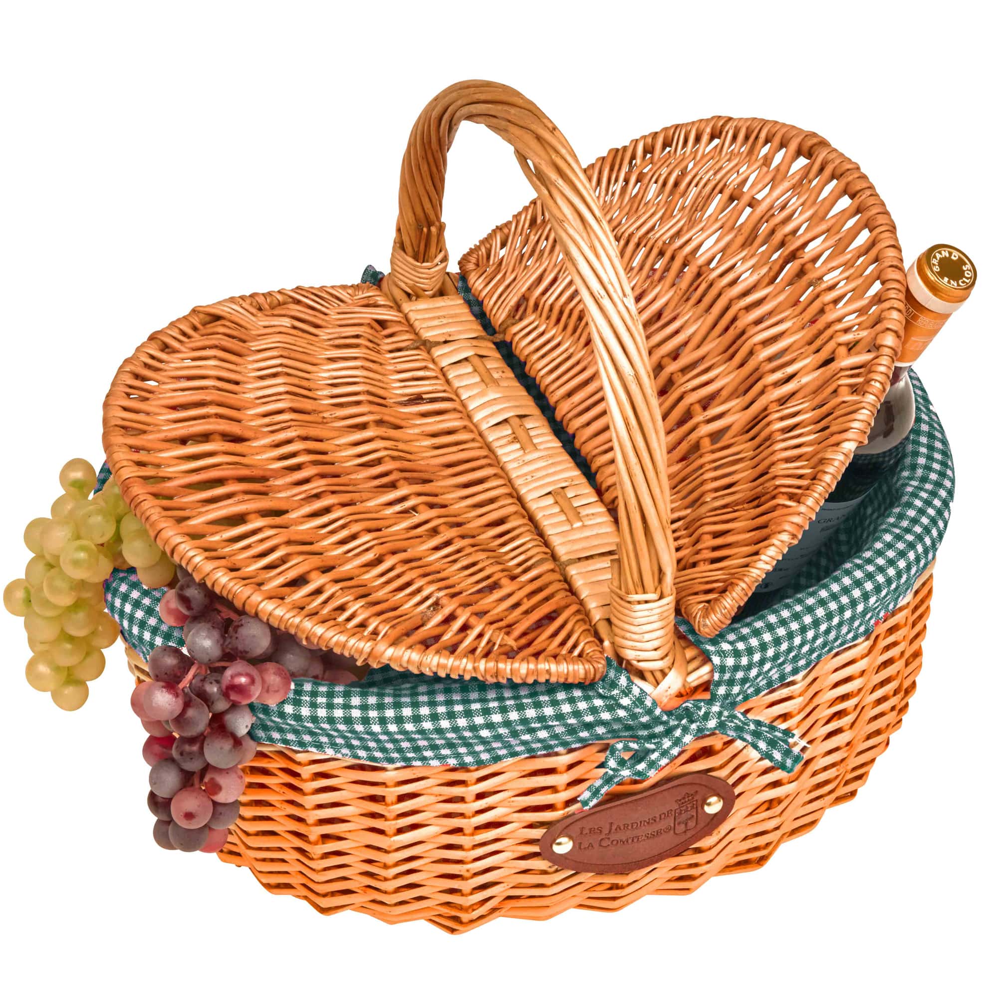 Panier en osier campagne vichy vert