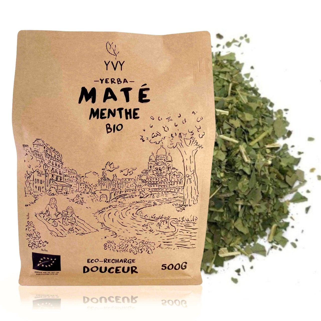 Maté menthe bio - eco recharge 500g