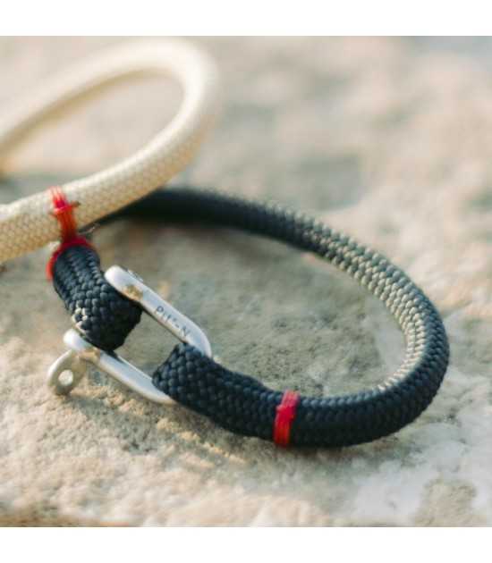 Bracelet marin bleu marine et rouge L