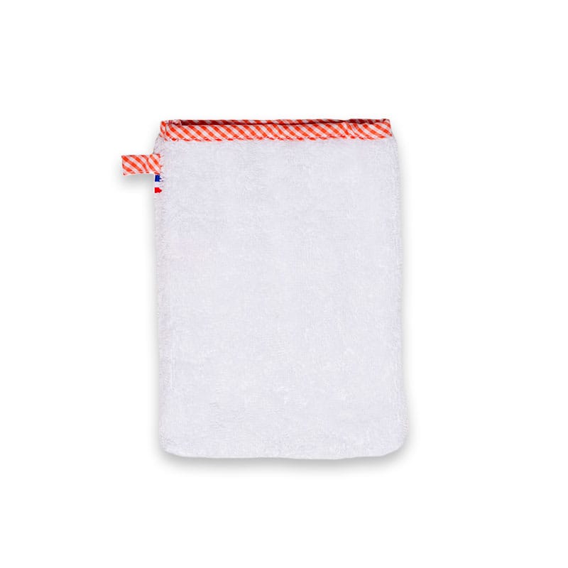 Gant de toilette en coton bio blanc