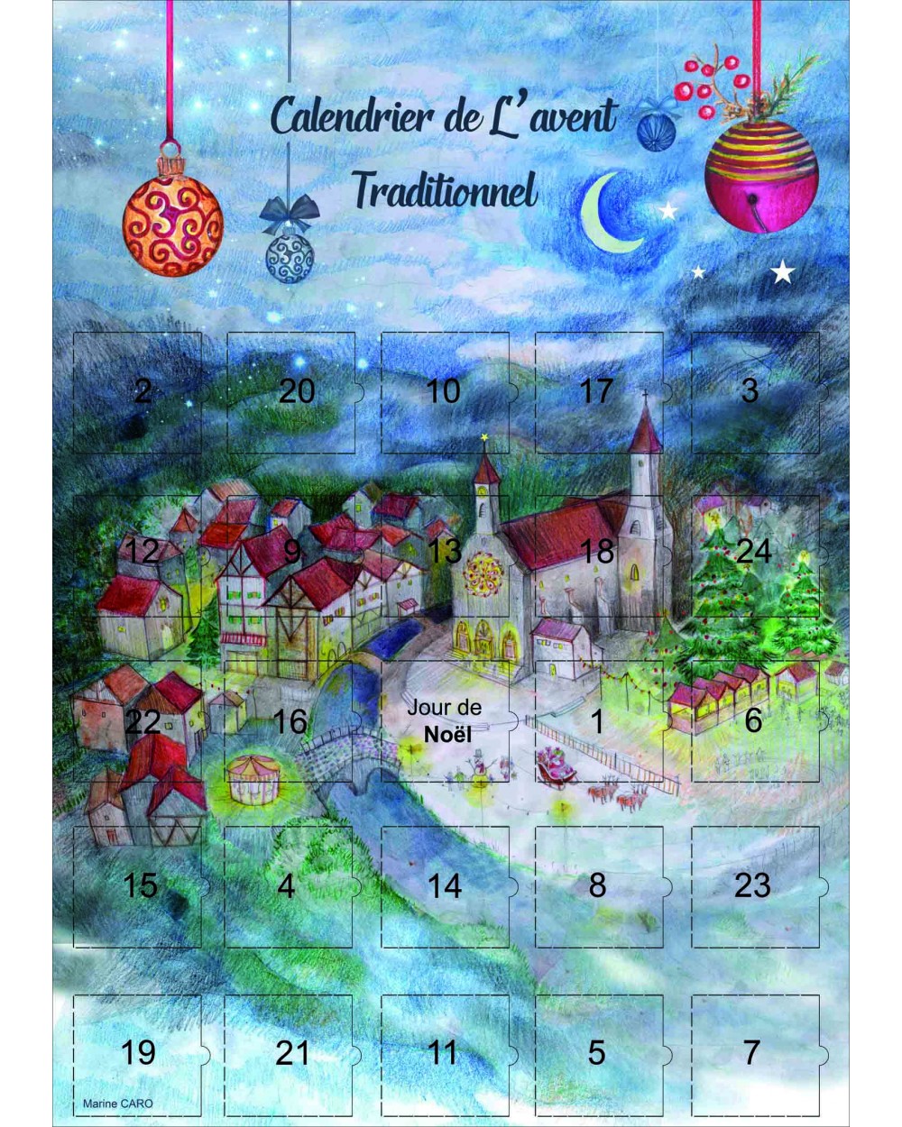 Calendrier de l'avent noel traditionnel