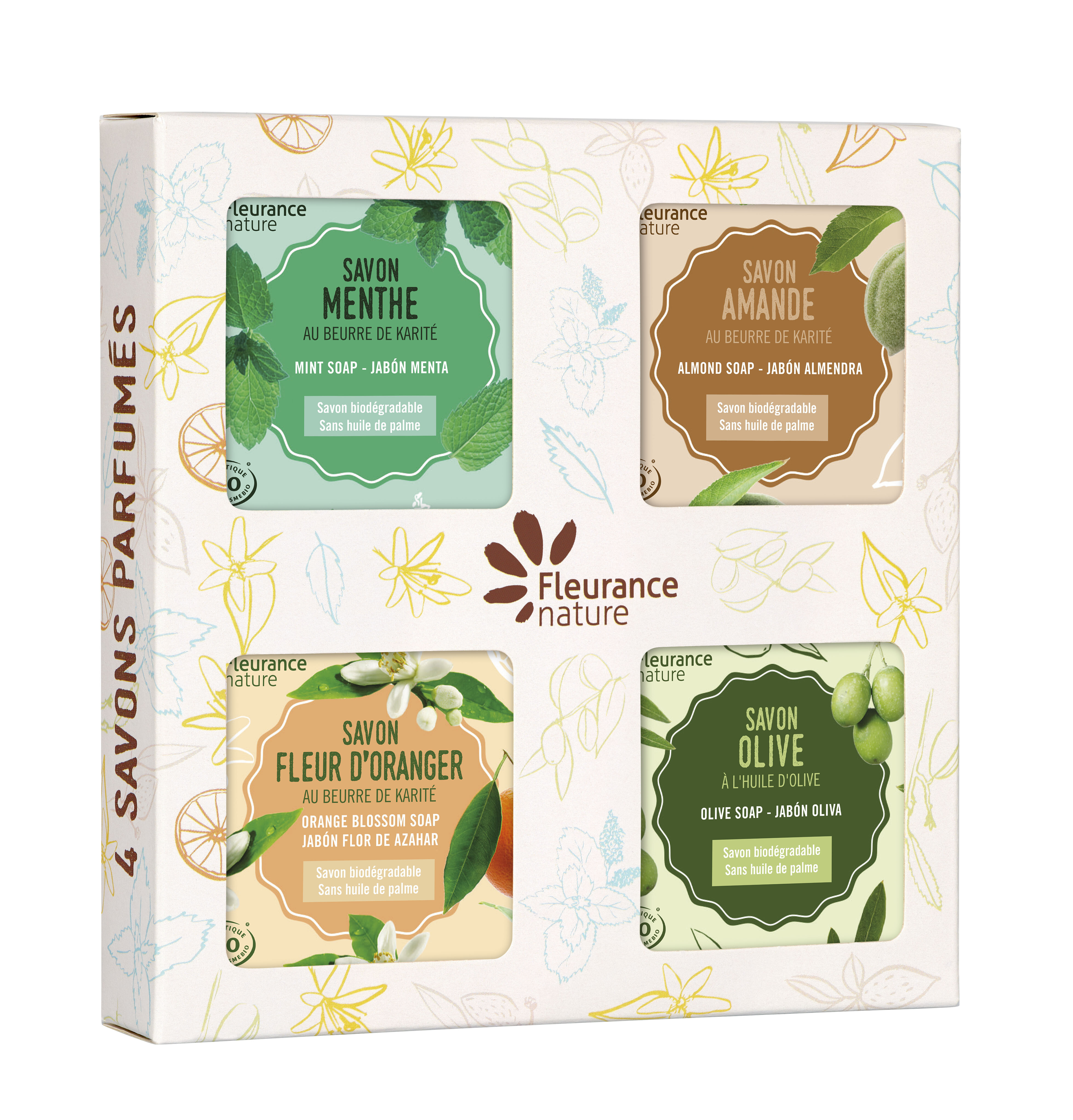 Coffret 4 savons parfumes bio