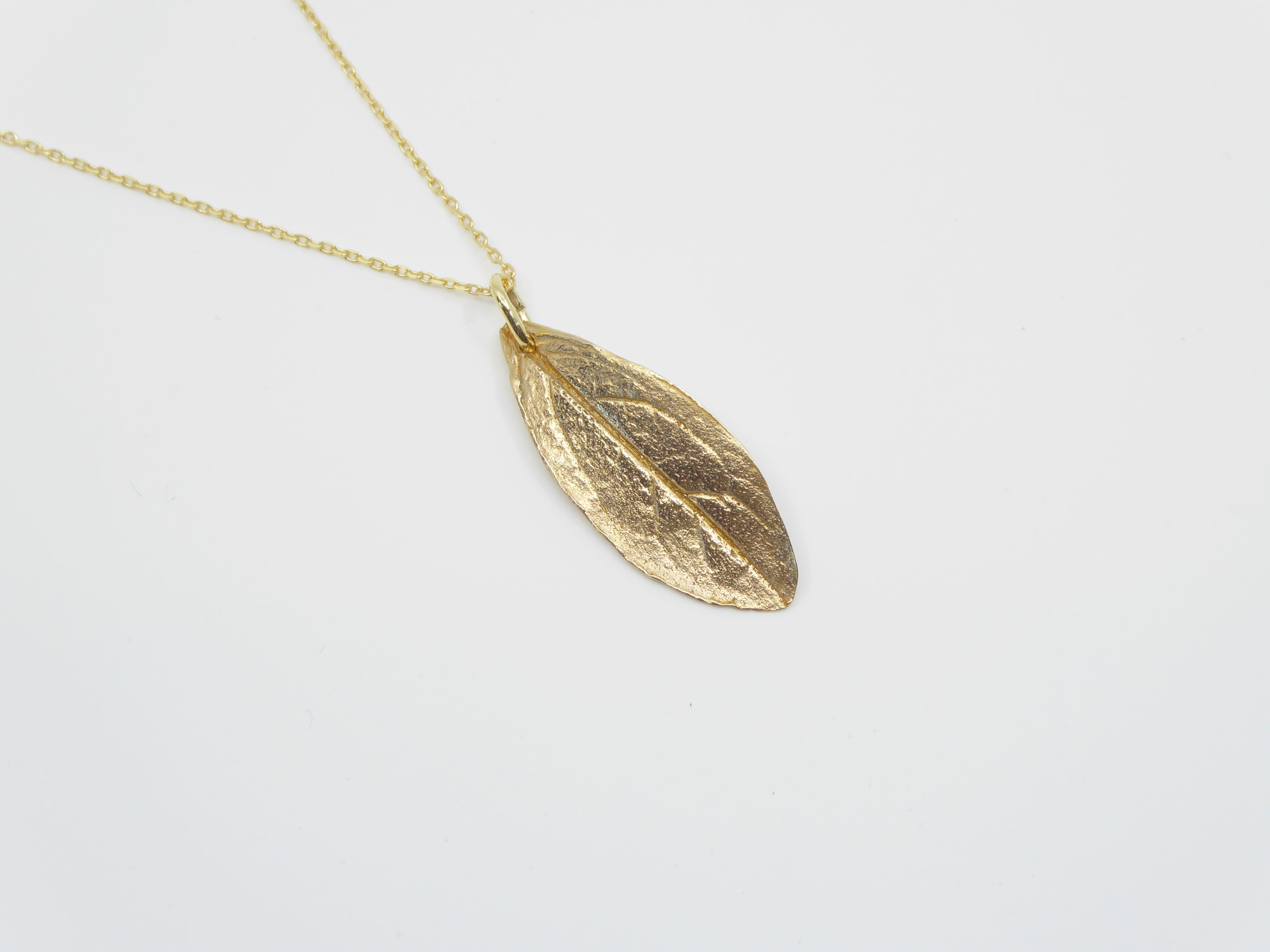 Collier mafeuille d'azalee bronze dore