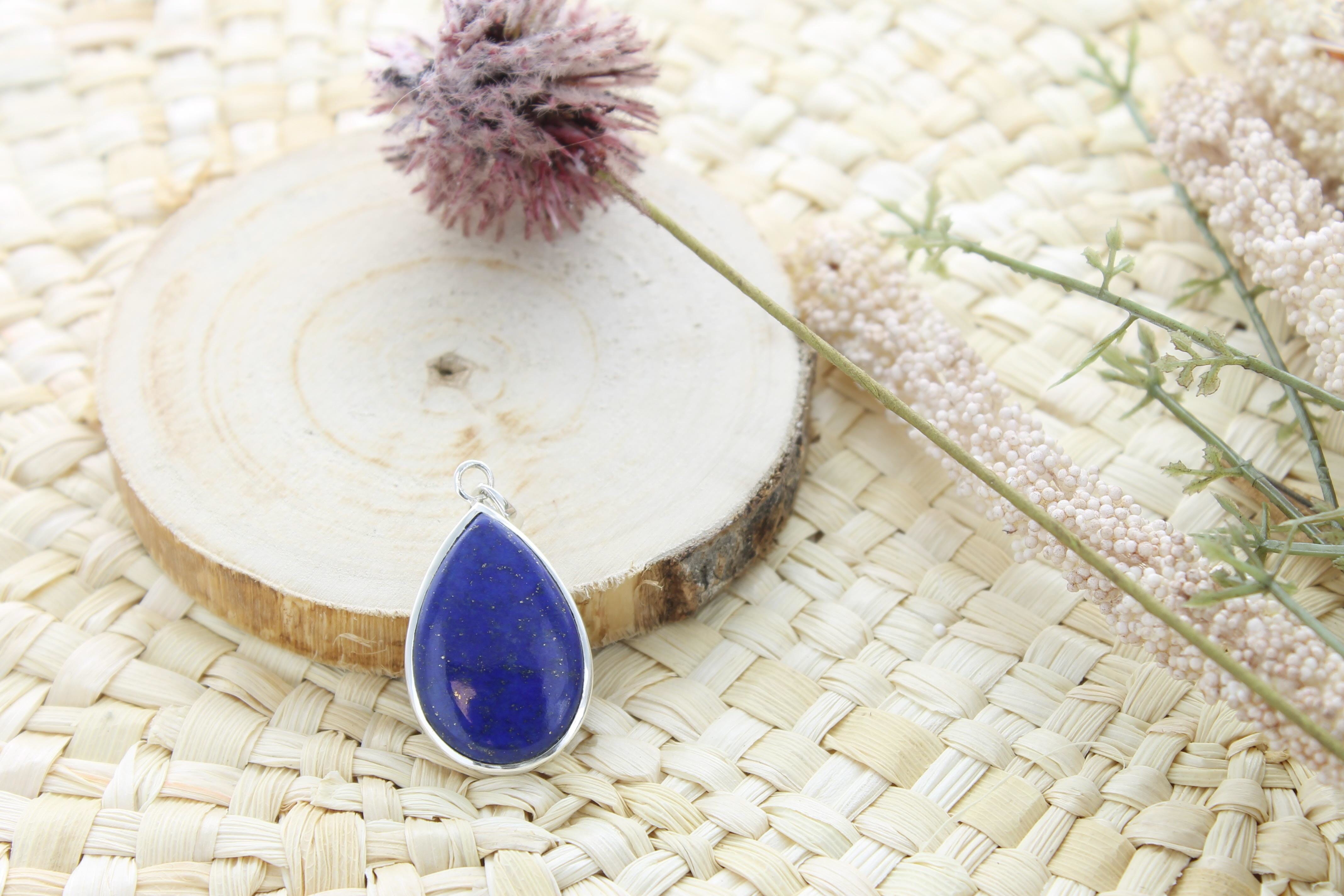 Pendentif goutte lapis lazuli & argent