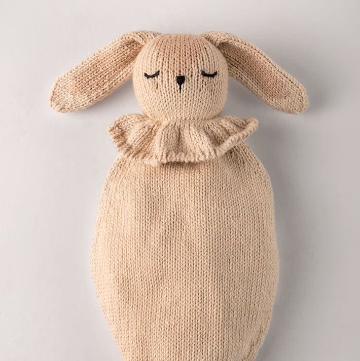 Doudou attache tétine lapin écru