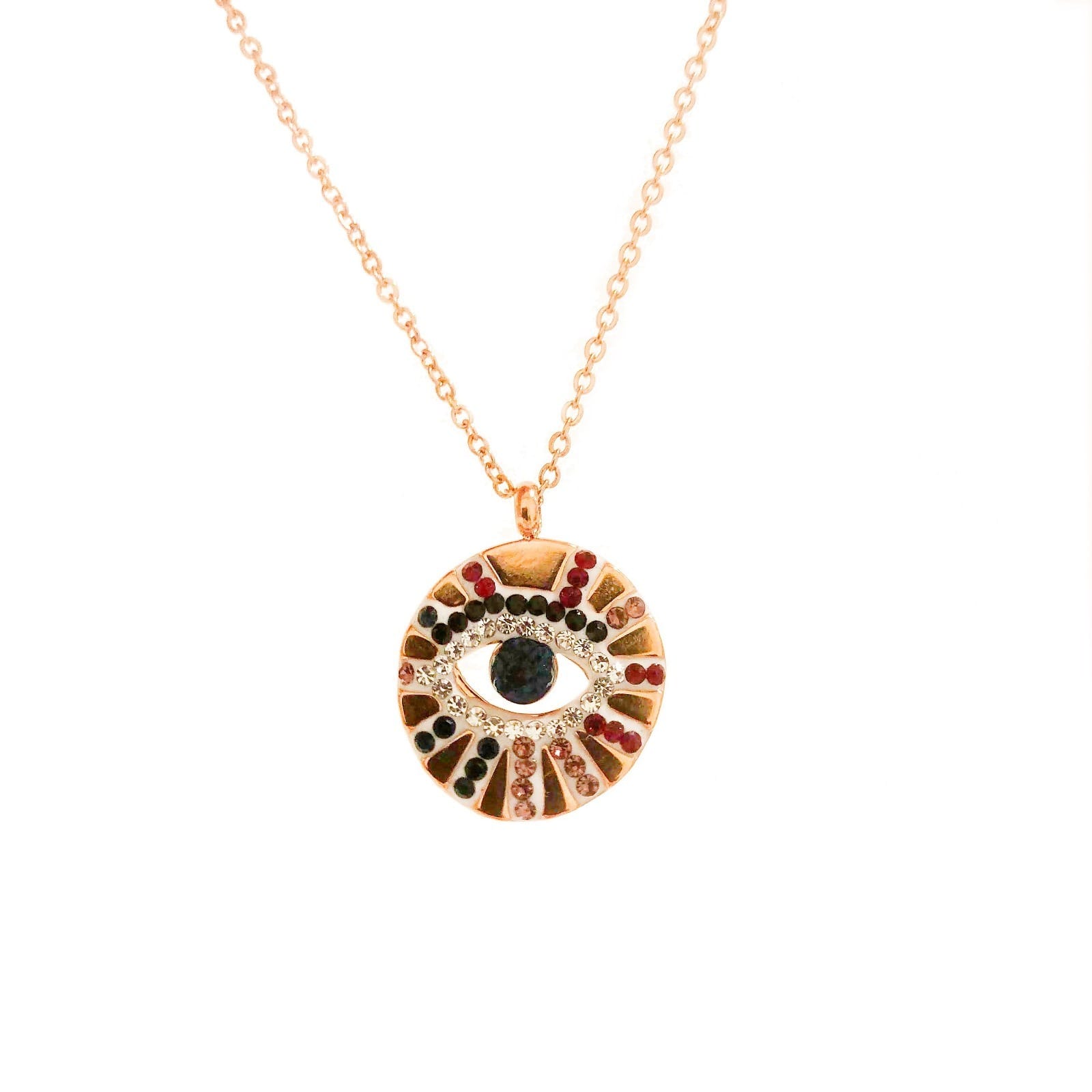 Collier evil eye oeil bleu - or rose