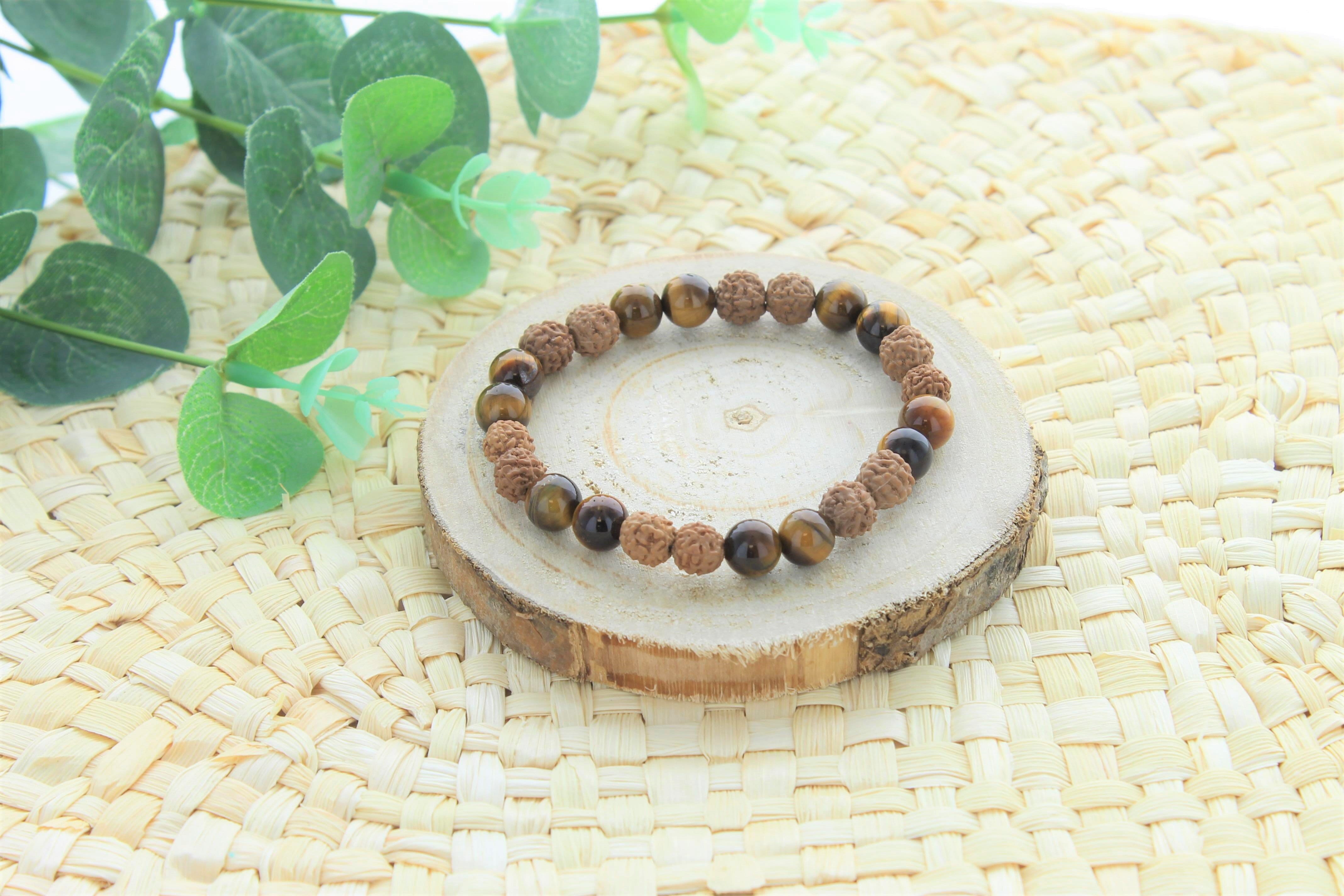 Bracelet perles oeil de tigre rudraksha