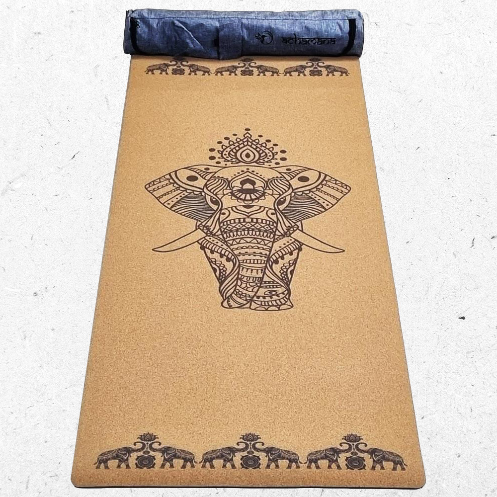 Tapis yoga liège éléphants + sac