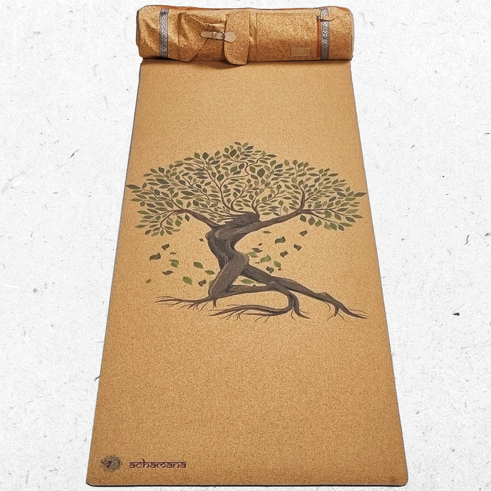 Tapis yoga + sac en liege motif au choix