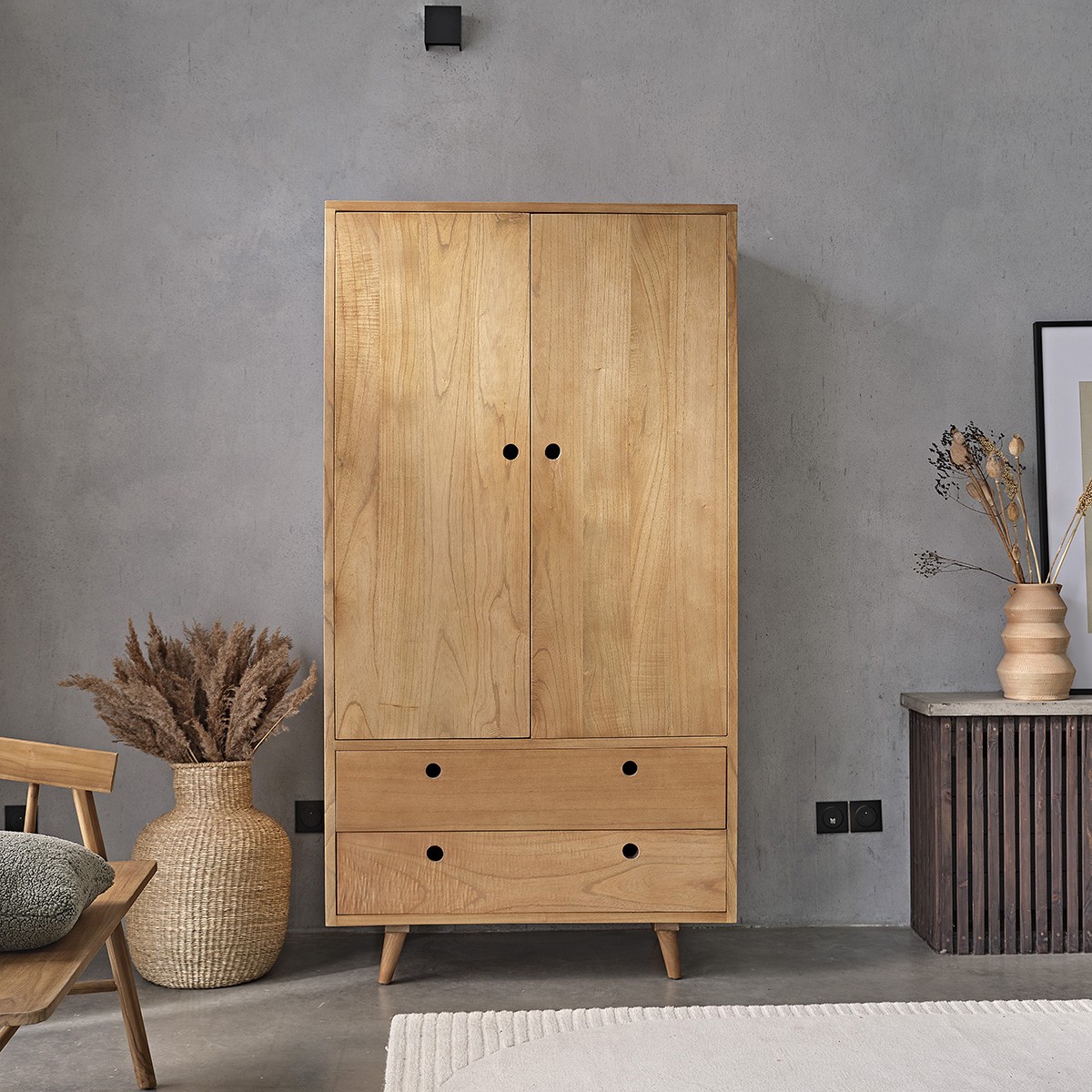 Armoire mindy 2 tiroirs 2 portes