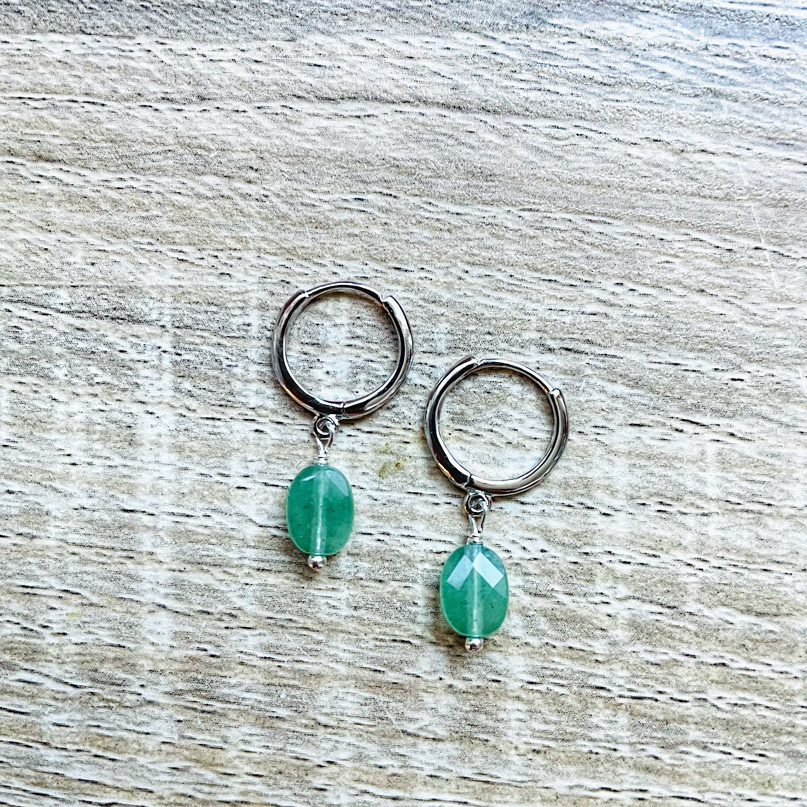 Créoles mini candy aventurine argent