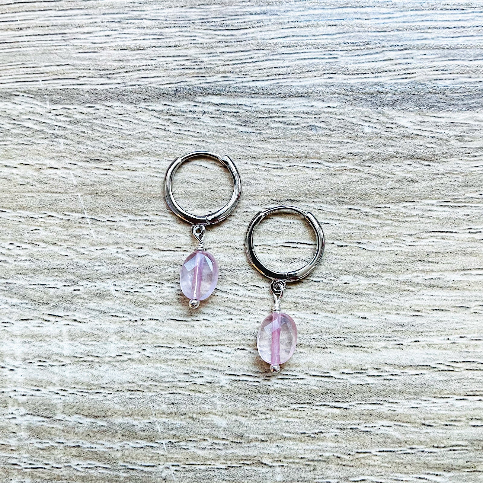 Créoles mini candy quartz rose argent