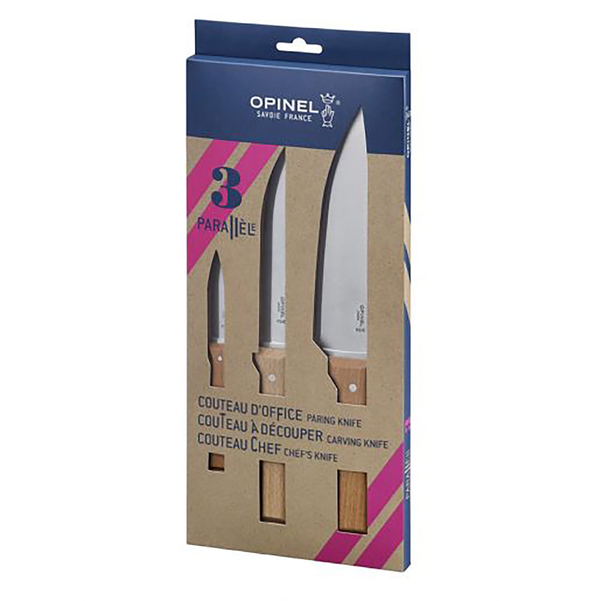 3 couteaux de cuisine opinel parallèle