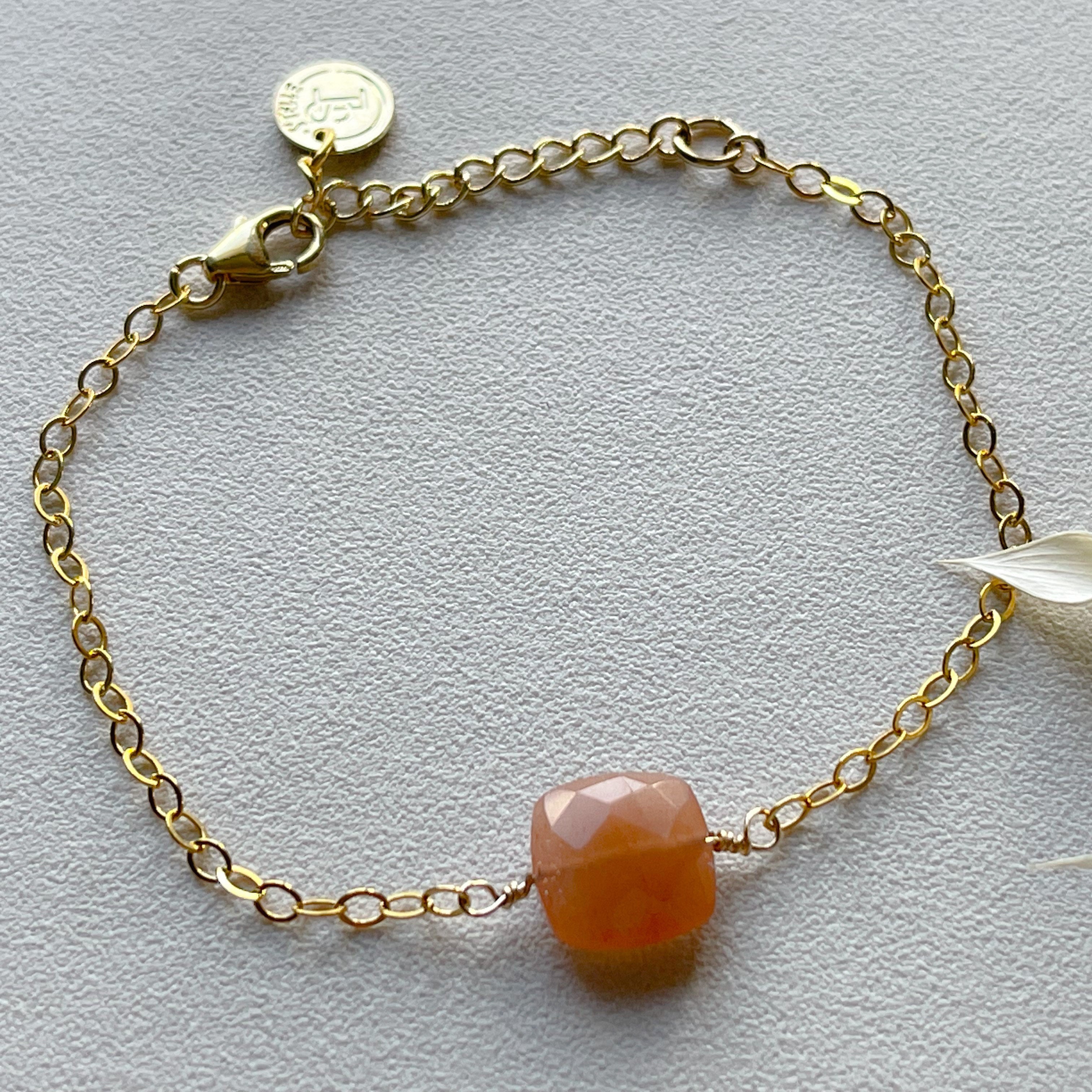 Bracelet comète pierre de lune orange