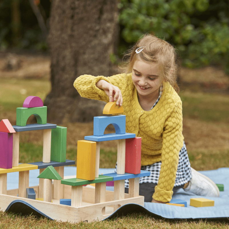 54 blocs géants en bois arc-en-ciel