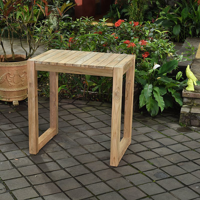 Table haute teck recyclé 100 cm toscagne