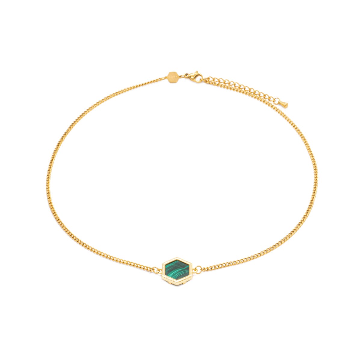 Collier hexalia en pierres malachite