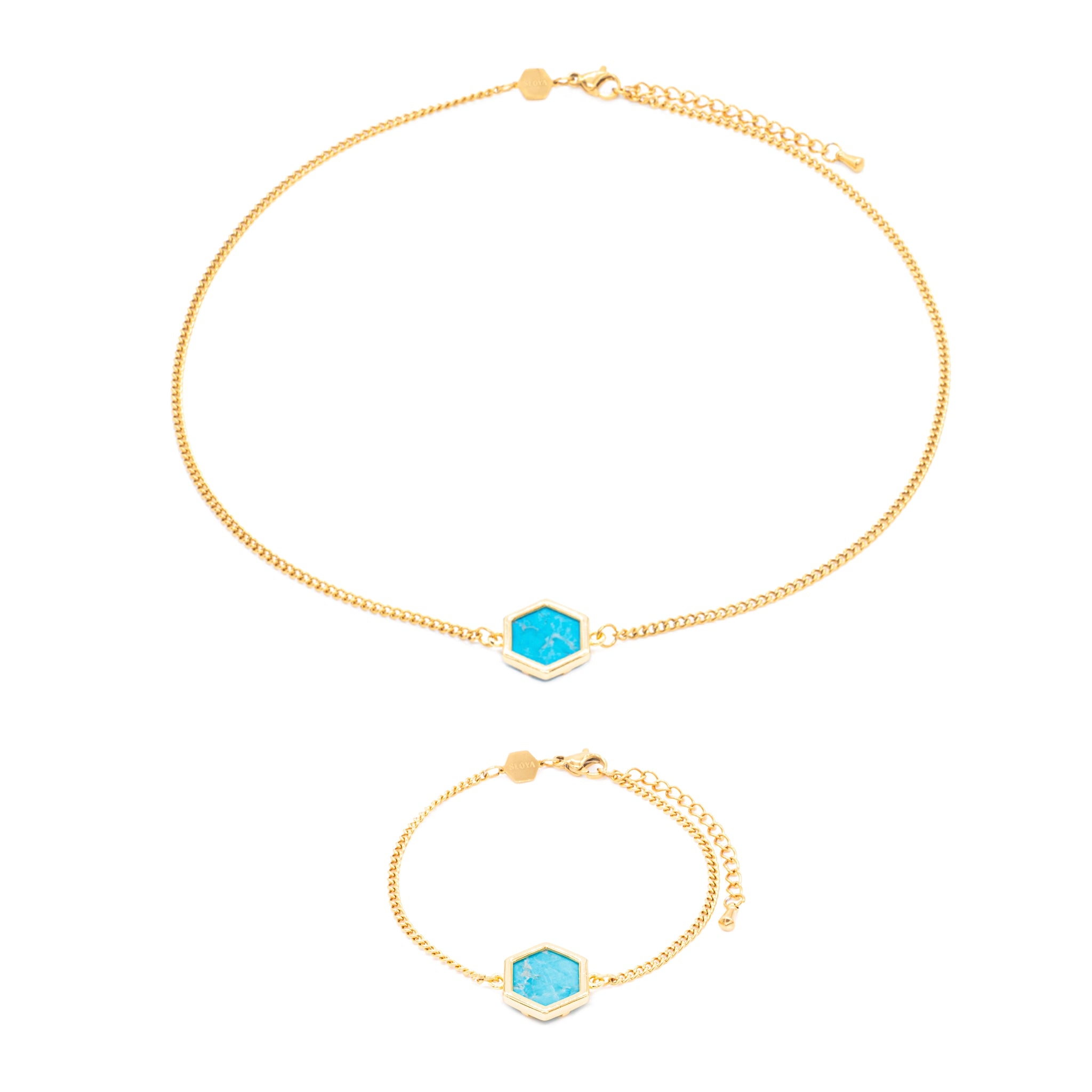 Parure hexalia en pierres turquoise