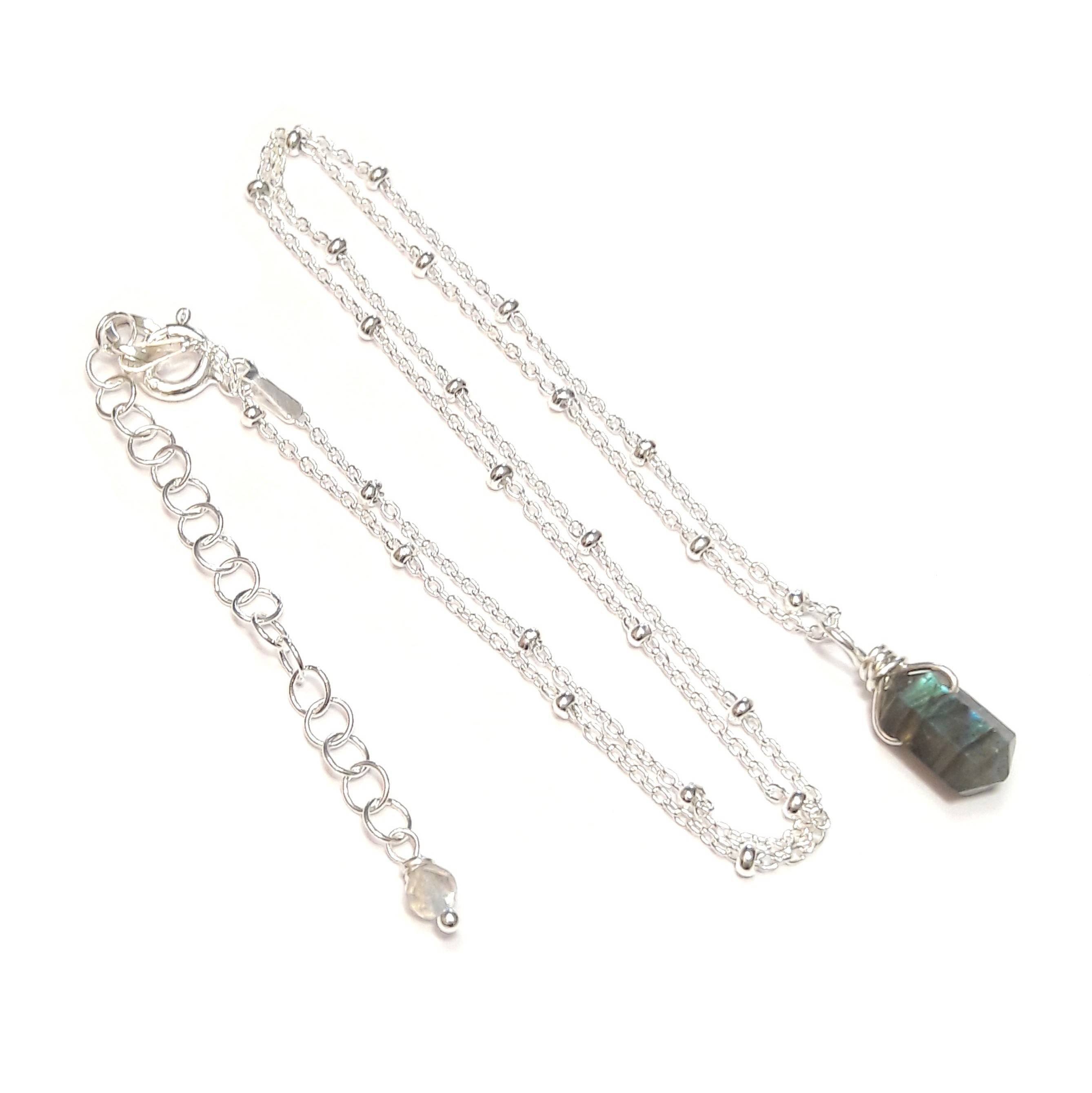 Collier pendule labradorite argent 925