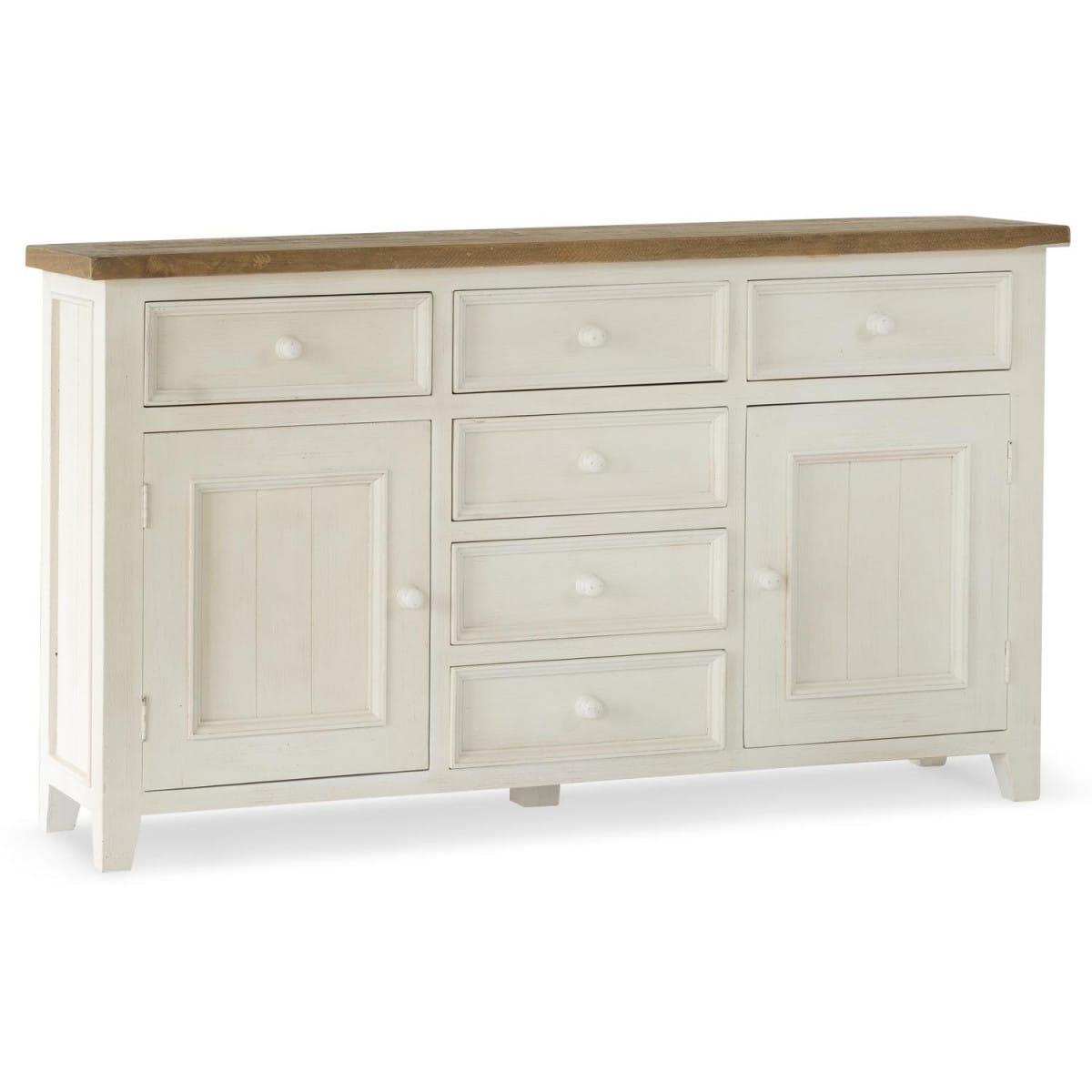 Buffet 6 tiroirs bois blanc 159x40x90cm