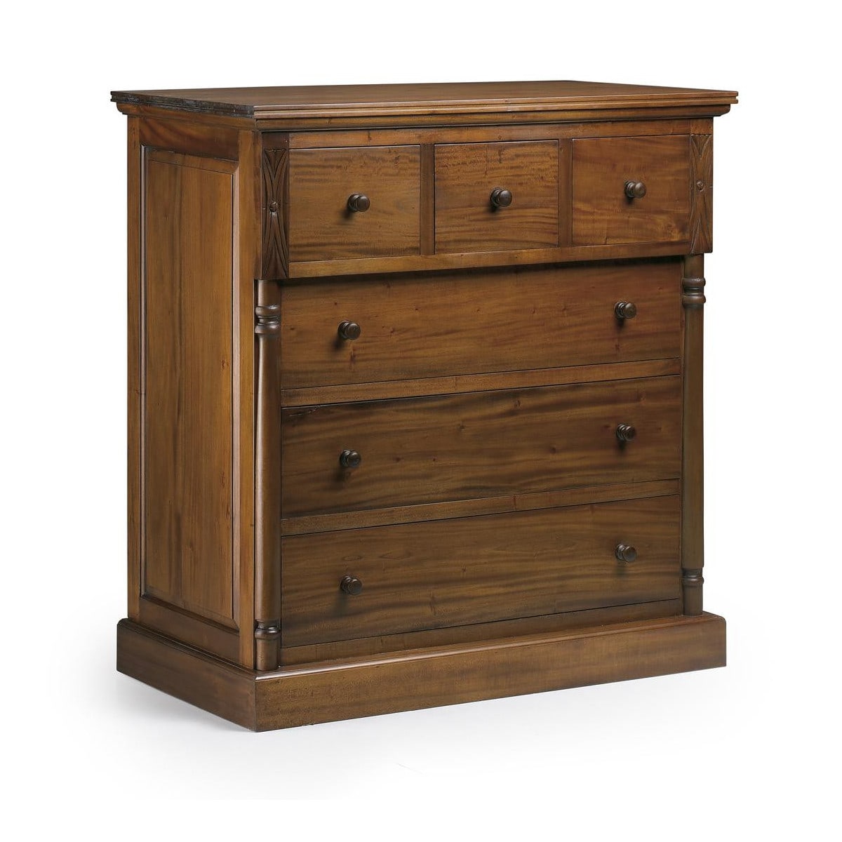 Commode 6 tiroirs bois marron 105x55x110