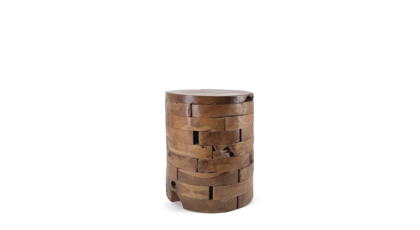 Tabouret rond bois marron 35x35x45cm