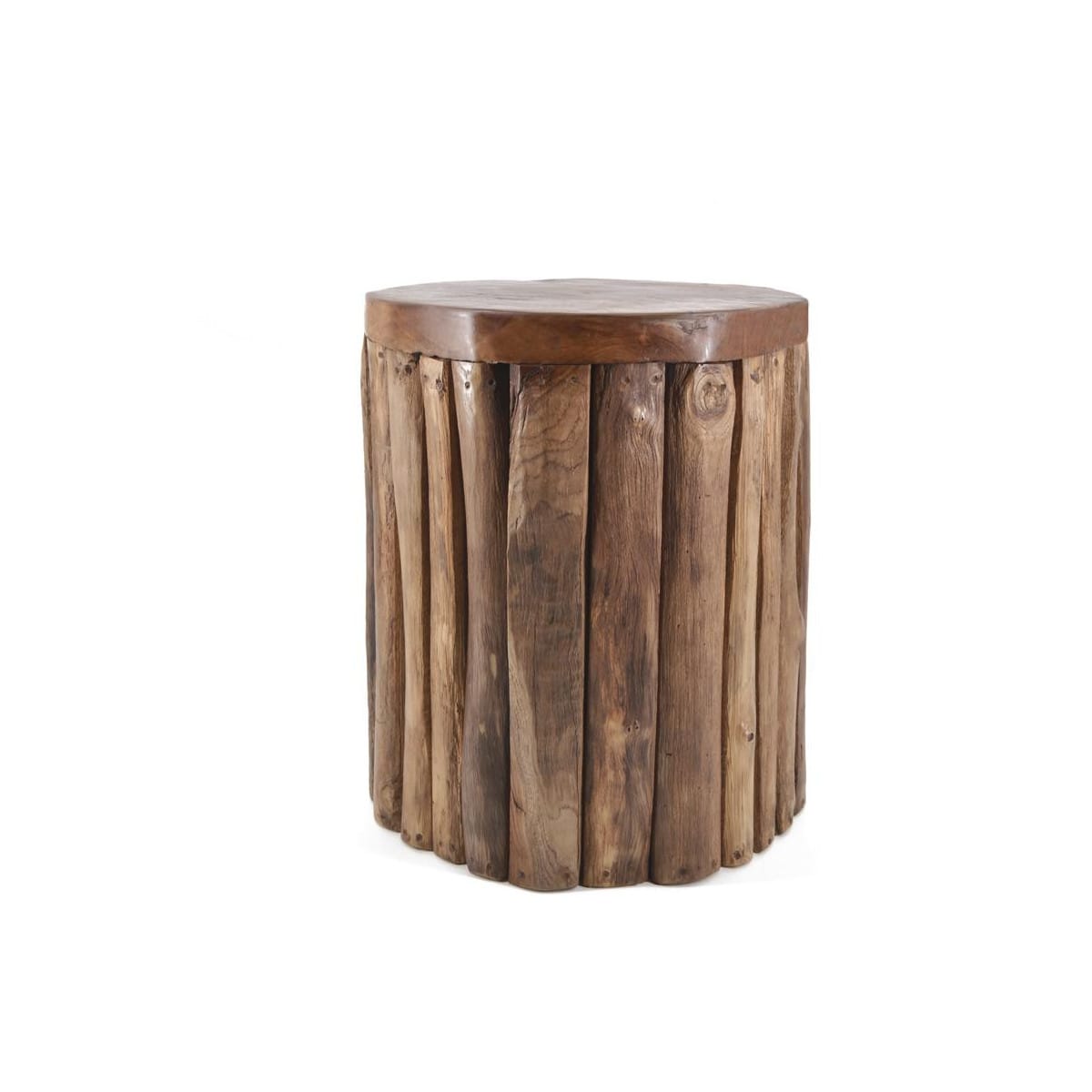 Tabouret rond bois marron 35x35x45cm -