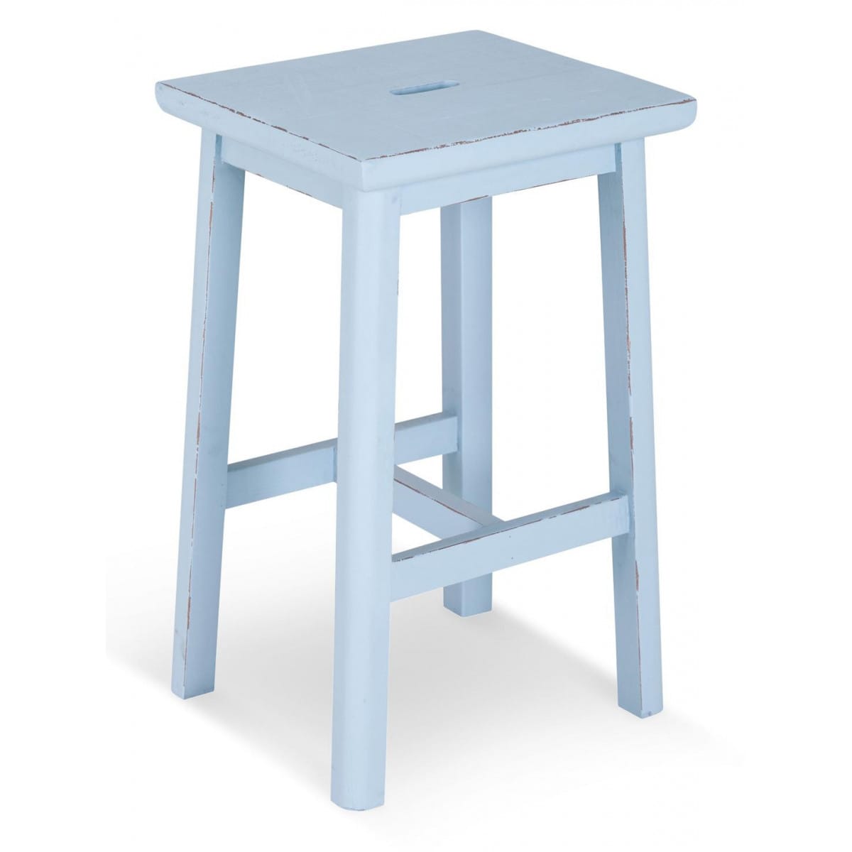 Tabouret bois bleu 40x35x65cm