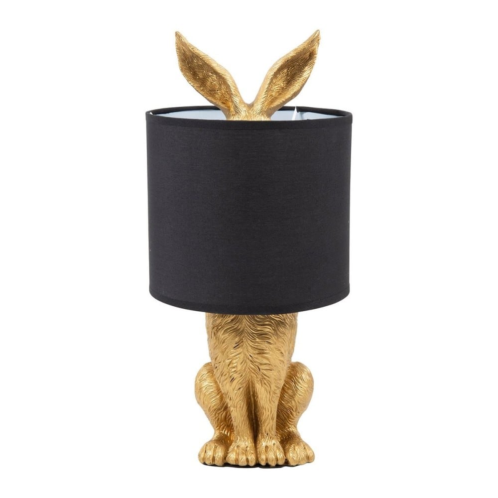 Lampe lapin doré abat-jour noir