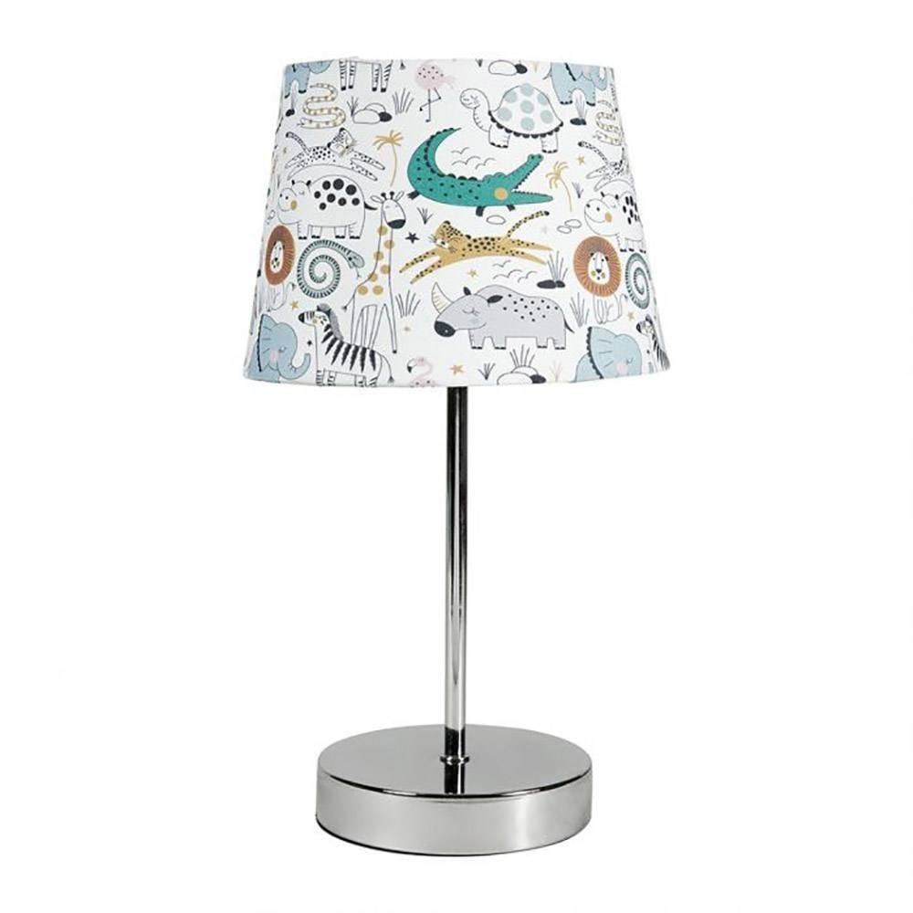 Lampe safari pied métal argenté