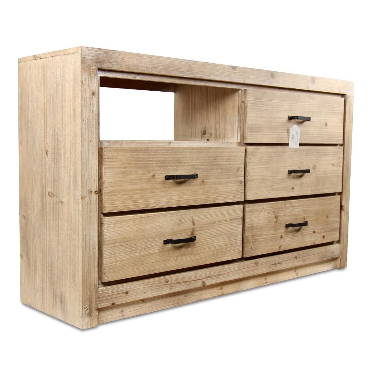 Commode 5 tiroirs bois naturel 142x40x85